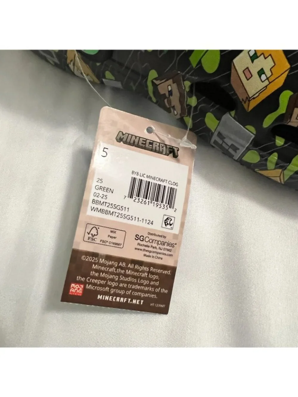 Minecraft Boys EVA Clogs Slip-On Shoes Sz 5 Creeper Steve Alex Skeleton NWT
